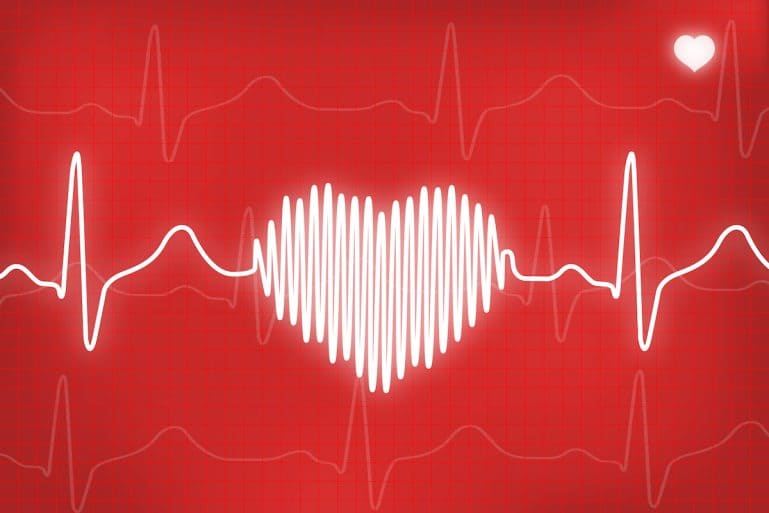 des pulsions cardiaques en forme de coeur sur fond rouge, symbolisant le grand coeur des infirmiers